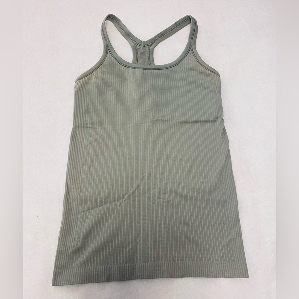 Lululemon ebb to street tank top size 6 sage green